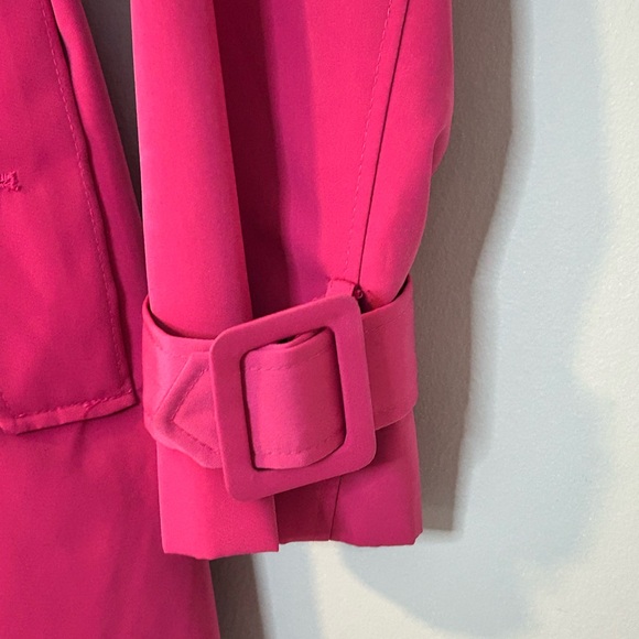 Calvin Klein Fuchsia Double-Breasted Belted Trench Coat - Size Small - Picture 10 of 13